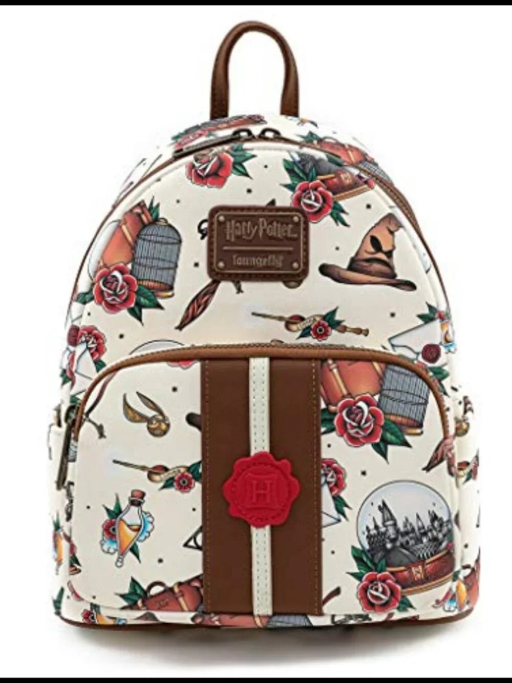 Faux Leather Harry Potter Shoulder Bag with Applique Adjustable Strap